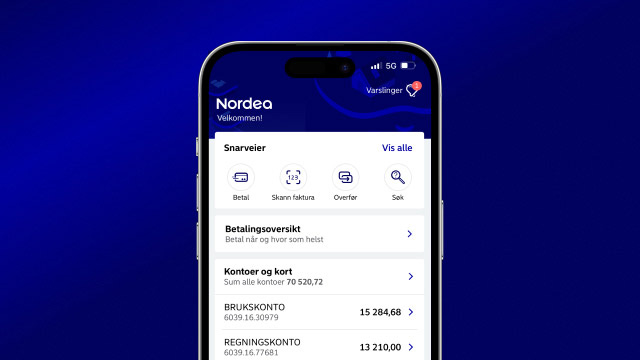 Mobilbank skjermbilde oversikt